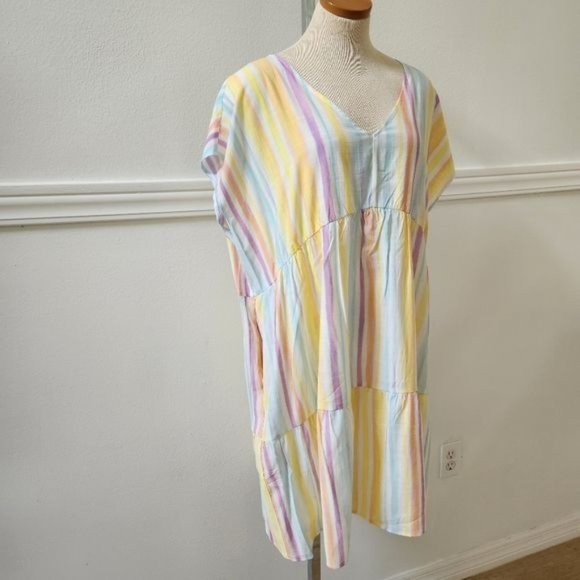 Time and Tru Women's Woven Print Dress with Flounce Hem V-Neck Size XXL - Picture 8 of 15